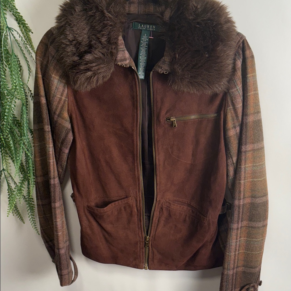 Lauren Ralph Lauren Suede and Plaid Leather Jacket